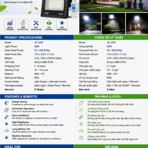 Jindian JD-8825L Solar Flood Light (25W)