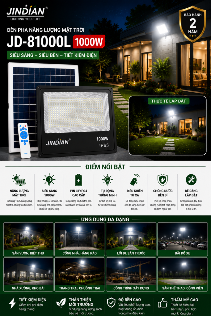 Jindian JD-81000L Solar Flood Light (1000W)