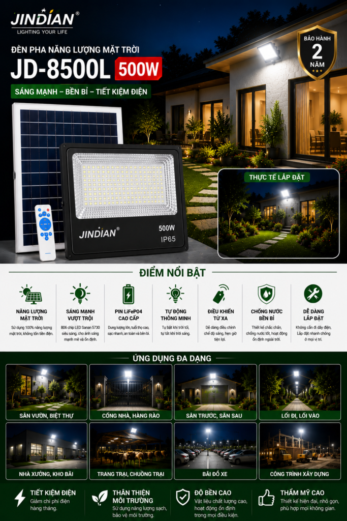 Jindian JD-8500L Solar Flood Light (500W)